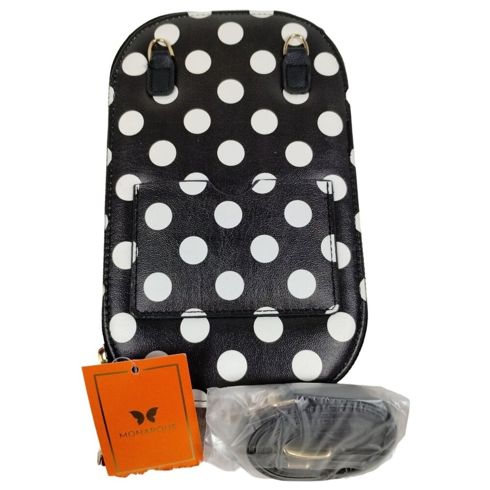 Monarque Polka Dot Crossbody Clutch Sling Zip Purse Bag with Pockets